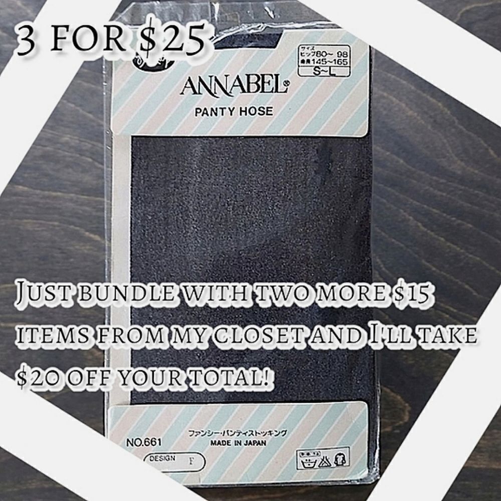 Japanese 80s deadstock sheer black seam detail pantyhose